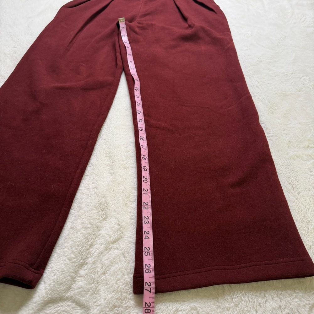 OGL Wool Blend Ponte Wide Leg Pull On Pants Burgundy Petite M NWT - Picture 5 of 6